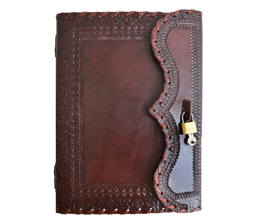 Handmade Vintage Brown Leather Journal with Lock