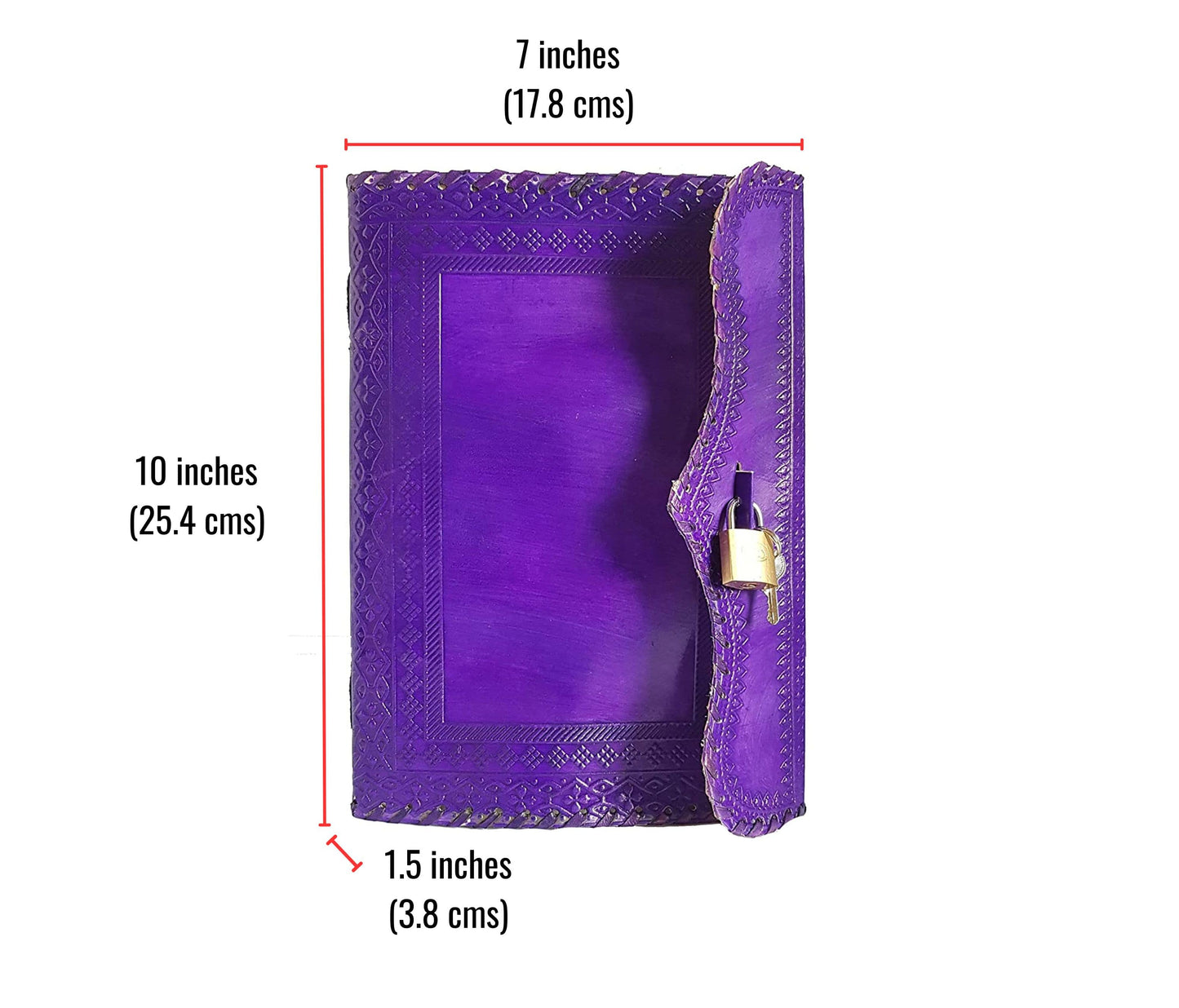 Handmade Vintage Purple Leather Journal with Lock