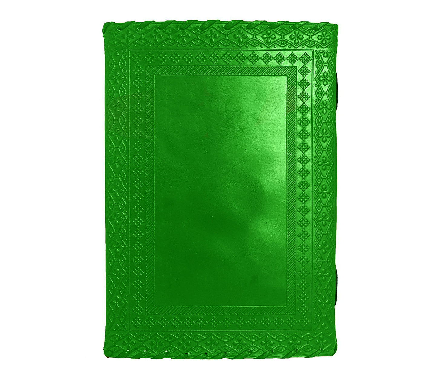 Diario de cuero verde vintage hecho a mano con cerradura